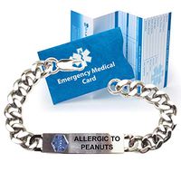 Pre-Engraved"Allergic to Peanuts" Traditional Stainless Steel Medical ID Bracelets for Men