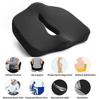 BIHIKI Black Memory Foam Seat Cushion, Orthopedic Design to Relieve Back, Sciatica, Coccyx and Tailbone Pain Perfect for Chair Car Office Home Bottom Seats