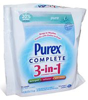 Purex® Complete 3-in-1 Laundry Refill 24 Sheets, Pure & Clean Scent, All in One Detergent and Softener and Anti-static Sheet