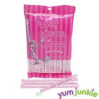 Hot Pink Sassy Straws Candy Powder Filled Mini Straws - Watermelon: 50-Piece Bag