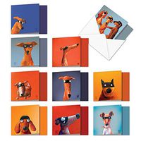 The Best Card Company - 10 Blank Dog Greeting Cards for All Occasions (4 x 5.12 Inch) - Masked Hounds MQ4975OCB-B1x10