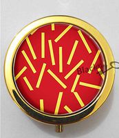 BlackKey Fast Food - Fries Pattern 3-Compartment Decorative Pocket Gift Box Case Organizer for Pill, Color 2 -1134