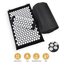 WODT Lotus Thorn Acupuncture Massage mat Acupressure mat Pillow Body Back Massage Pain Relieve Relax Yourself Relaxation Cushion Bag,Black