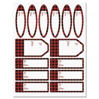 Buffalo Plaid Labels - Set of 42