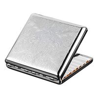 Carved Arabesques Pure Copper Metal Cigarette Case Holder Box Holds 20 Cigarettes Silver