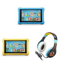 All-New Fire HD 8 Kids Edition Tablet 2-pack - Blue/Yellow, with Wreck It Ralph 2 Kids Headphones