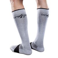 CoreSport Athletic Performance Compression Socks - 15-20mmHg Mild Graduated Compression (Grey, Medium)