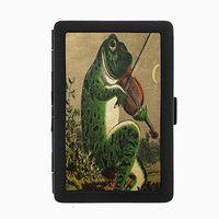 Perfection In Style Black Color Metal Cigarette Case Vintage Frogs Design 005