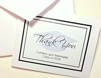 Personalized Graduation Thank You Note Cards with Envelopes. Custom Printed. Choose Sets of 50 or 20. Blank Inside. High Quality, White Folding Cards. (50)