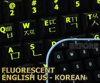 Glowing fluorescent Korean - English keyboard stickers