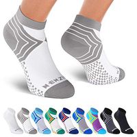NEWZILL Low Cut Compression Socks - Unisex Running Socks With Embedded Frequency Technology For Heel, Ankle & Arch Support (Small, White/Grey)