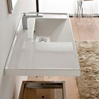 Scarabeo 3009-One Hole ML Rectangular Ceramic Self Rimming/Wall Mounted Bathroom Sink, White