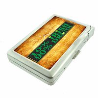 Cigarette Case with Built in Lighter Funny Bar Drinking Signs Ads S21 Smoking King Size Cigarettes Silver Metal Wallet 4" X 2.75" RFID Protection Hilarious