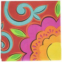 amscan Fiesta Caliente Cinco de Mayo 2-Ply Beverage Napkins Paper 5" x 5" Pack 36 Childrens Party Napkins