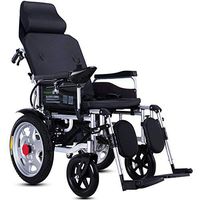 Heavy Duty Electric Wheelchair With Headrest,foldable Folding And Lightweight Portable Powerchair With Seat Belt,electric Power Or Manual Manipulation,adjustable Backrest And Pedal,joystick,Black