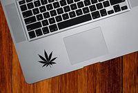 Cannabis Leaf - Marijuana - Pot - Weed - Trackpad/Keyboard - Vinyl Decal Sticker - Yadda-Yadda Design Co. (SM 2.5" w x 2.5" h) (Black)