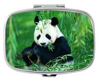 TuMeimei Rectangle Pill Case - Panda eat Bamboo Custom Fashion Style Pill Box - 2 Compartments Pill Box/Pill case