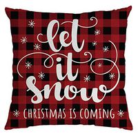 Indexshop Christmas Pillow Covers Decorative, Red Black Winter Festival Throw Pillow Cases Cushion Covers, Farmhouse Home Decor Xmas Pillowcase Faux Linen Cushion Case Sofa (A)