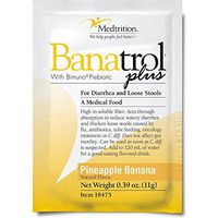Fast Natural Anti-Diarrhea Medicine Relief Kids, Adults |Banatrol Plus| Banana Flakes and Prebiotic| Pineapple Banana Flavor 75 doses