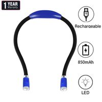 Rechargeable 4 LED Book Light,LED Hug Light,Neck Hug Reading Lights, Hands Free Flexible Arm,2 Flexible Soft Silicone Arms Comfortable Wear, Perfect for Bookworms Kids Crafts Knitting Travel or BBQ