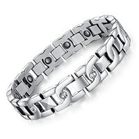 FCZDQ Cystal Magnetic Therapy Health Bracelet Stainless Steel Winding Chain Couple Bracelet for Mens