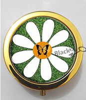BlackKey Daisy Flower & Ladybug & Butterfly Pattern 3-Compartment Decorative Pocket Gift Box Case Organizer for Pill, Color 2 -495