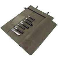 Chef's Knife Roll Bag, Waxed Canvas Knife Cultery Carrier, Portable Chef Knife Cases, Knife Pouch Holders With 10 Slots Plus 1 Zipper Pockets Can Hold Home Kitchen Knife Tools Up To 18.8" (Army Green)