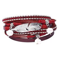 BOLUBILUY Multi Layer Leather Bracelet Braided Wrap Cuff Bangle Alloy Magnetic Clasp Handmade