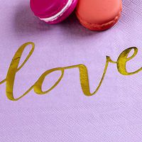 PONATIA 48/Pack Gold Square Napkins Gold Foil Paper Disposable Luncheon Napkins for Birthday Party Wedding Dinner Baby Bridal Shower Anniversary Christmas Holiday (Purple)