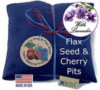 KOYA Naturals Soft Velvet Flax Seed, Lavender & Cherry Pit/Stone Pillow Heating Pad Microwavable - Moist Heat Pack Pad for Neck, Muscles, Joints, Stomach Pain, Menstrual Cramps (Blue)