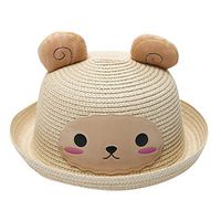 Meidexian888 Sun Protection Hats, Kids Baby Hat Cap Children Breathable Cartoon Hat Ears Straw (Beige)