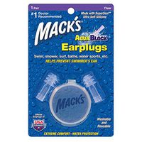 Mack's AquaBlock Swimming Earplugs - Comfortable, Waterproof, Reusable Silicone Ear Plugs for Swimming, Snorkeling, Showering, Surfing and Bathing