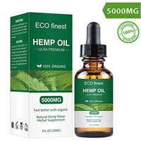 Hemp Oil Extract 5000mg for Pain, Anxiety & Stress Relief, Helps with Sleep, Skin & Hair - All Natural Drops 100% Organic Non-GMO Rich in Omega 3,6,9