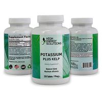 HIGH ENERGY SOLUTIONS 250 Tablets - Potassium 99mg - Plus 150mcg Iodine from Kelp - Supports Healthy Thyroid - Energy - Stamina - Healthy Water Balance and Whole Body pH - GMP - USA