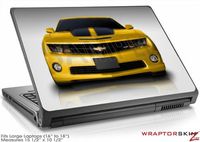Large Laptop Skin 2010 Chevy Camaro Yellow Black Stripes