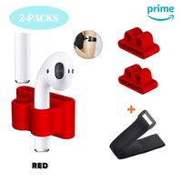 2 Packs CoolKo Newest Red Silicone Watch Band Holder Strap - Anti-Lost AirPods Carrying Case for iPhone AirPods [2 Pieces of Red AirPod Holder with Wise Strap]