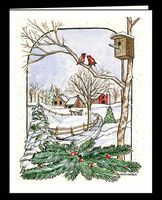 CHRISTMAS WINTER NOTE CARDS STATIONERY "SNOW FLURRIES" SET OF 8 CARDS/ENVELOPES