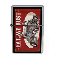 Wind Proof Dual Torch Refillable Lighter Vintage Poster D-247 Eat My Rust Hot Rod