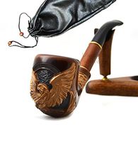 Pear Wood Hand Carved Tobacco Smoking Pipe"American Eagle IV" Pouch