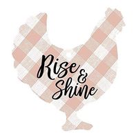 P. Graham Dunn Rise and Shine Rooster Red Plaid 3 x 3 Wood Hanging Gift Wrap Tag Charms Set of 5