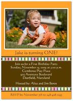 Gumballs on Orange 1st Birthday Invitations - Set of 20