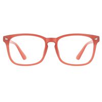 TIJN Blue Light Blocking Glasses Square Nerd Eyeglasses Frame Anti Blue Ray Computer Game Glasses ((Spring Hinge) Coral)