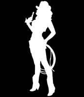 Sexy Cowgirl Vinyl Decal Sticker | Cars Trucks Vans Walls Laptops Cups | White | 7.5 X 2.5 Inch | KCD1740