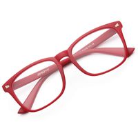 GAOYE Blue Light Blocking Glasses for Women Men,Square Nerd Eyeglasses Anti UV Ray Computer Gaming Glasses - GYC8082 (Matte Red/Transparent Lens)