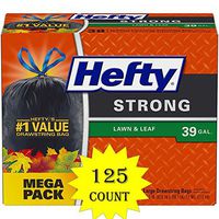 Hefty Strong Lawn and Leaf Large Garbage Bags, 39 Gallon (125 Count Total)