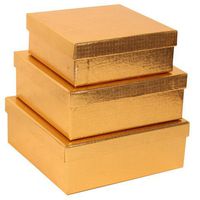JAM PAPER Square Gift Box Nesting Set - Gold - 3/Pack