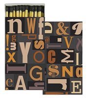 HomArt Large Decorative Typeset Candle and Fireplace Wood Matches (Set of 6)
