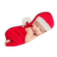 Baby Photography Props Boy Girl Photo Shoot Outfits Newborn Crochet Costume Infant Knitted Christmas Clothes Hat Rompers Red