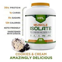 MFL 100% Isolate Protein l 30g of Protein l 12g Amino Acids l Keto Friendly l Low Carbs l 5 lbs. (Cookies & Cream)