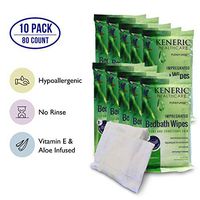 No Rinse Bathing Wipes, 10 Pack - 80 Cleansing Cloths Removes Sweat, Odor for Camping, Sports, Travel - Vitamin E and Aloe Vera - Microwaveable, Hypoallergenic, Scented, Disposable, Resealable